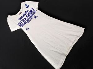 ネコポスOK BLUE BLUE ブルーブルー プリント Tシャツ ワンピース 白 ■◆ ☆ ehc3 レディース