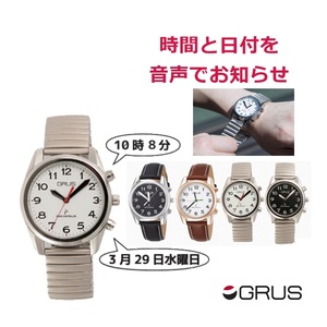 【平日15時まで即日出荷】ボイス電波時計【グルス GRUS 視覚障害者 全盲 弱視者 老眼 音声 腕時計 アナログ時計 インテック】