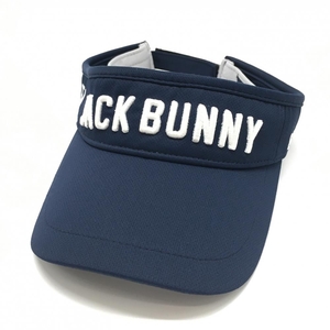 【超美品】ジャックバニー サンバイザー ネイビー×白 立体ロゴ刺しゅう FR ゴルフウェア Jack Bunny