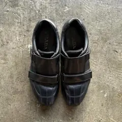 PRADA leather velcro shoes black 26〜27