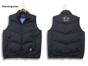 Munsingwear マンシングウェア ゴルフ 秋冬 バック ロゴプリント★ ジップアップ ダウン ベスト Sz.L　メンズ 黒　C4T10617_B#N