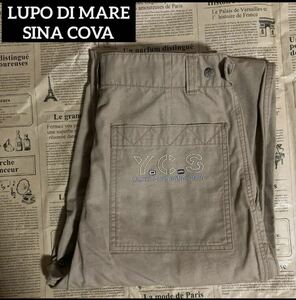 90s-00sオールドLUPO DI MARE SINA COVAシナコバ刺繍ロゴチノワークタックパンツ/ワイド