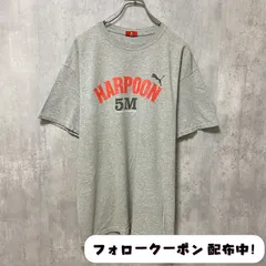 古着 used　PUMA　HARPOON　半袖プリントTシャツ　グレー　レトロ　デザイン　個性的　クルーネック　春夏服　メンズ　レディース