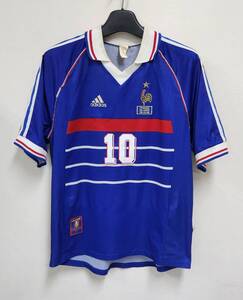 99 フランス France FFF(H)#10 ジダン ZIDANE 半袖 adidas ユーロ00 予選仕様 M-1