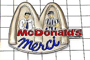 ピンバッジ・マクドナルドＭありがとうメルシー店員さん MERCI THANK-YOU MC-DONALDS◆フランス限定ピンズ