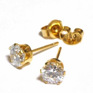 【バラ売り/1個】 ピアス サージカルステンレス キュービックジルコニアのスタンダードなピアス 石：6.0mm 金色ポスト クリア