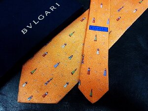 ★並品★4R01480【BVLGARI】ブルガリ「灯台 鳥 柄」最高級セッテピエゲ ネクタイ