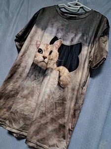 Tシャツ 半袖シャツ M 猫 プリント