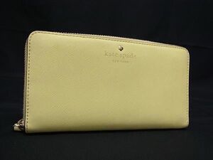 ■美品■ kate spade ケイトスペード レザー ラウンドファスナー 長財布 ウォレット 札入れ 小銭入れ レディース イエロー系 DE7232