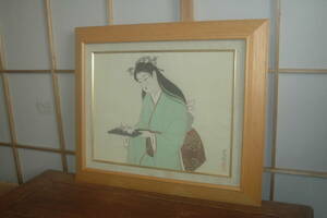 A427　作者不明　サインと　印　寛祐　綺麗な　女性　着物　日本髪　姿の　作品です
