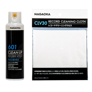 NAGAOKA レコード用クリーニングクロス + レコードクリーニングスプレー CLV30+SP-601 /l