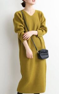 IENAイエナ LAMB WOOL 変形ニットワンピース