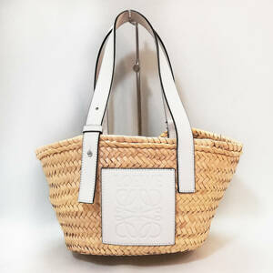 【未使用級】ロエベ　LOEWE　Baskets バスケットバッグ トートバッグ かごバッグ カゴ ハンドバッグ 白　ホワイト　夏　海【送料無料】194