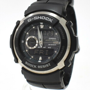 1円 ◆稼働品 極美品 CASIO カシオ G-SHOCK Gスパイク 腕時計 G-300 樹脂 SS ブラック◆E.Bmm.hP-22