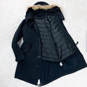 未使用級！Lサイズ！ UNITED ARROWS 5WAY ダウンライナー モッズコート ラクーンファー ライナー単独着用可能 黒 ライトダウン MONKEY TIME