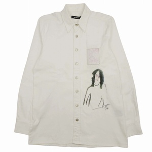 15AW ラフシモンズ RAF SIMONS guitar boy RSパッチ デニム シャツ 長袖 ギターボーイ プリント RSロゴ レザーパッチ ◎HH7 ☆AA★