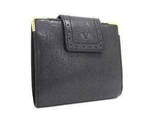 1円 ■美品■ VALENTINO GARAVANI ヴァレンティノ ガラヴァーニ レザー 二つ折り 財布 札入れ 小銭入れ ブラック系 BI7549