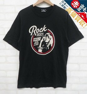 8T4029【クリックポスト対応】HYSTERIC GLAMOUR ROCK SOCIETY 半袖Tシャツ 02201CT09 ヒステリックグラマー