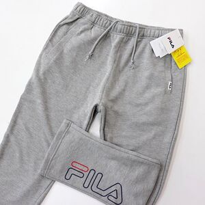 ★フィラ FILA 新品 メンズ UVカット ロゴ入り カジュアル スウェット ロング パンツ 灰 Lサイズ [440349G-MGY-L] 一 四 弐★QWER★