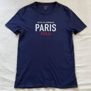 Ralph Lauren ラルフローレン 半袖 Tシャツ S ネイビー 紺 プリント polo paris クルーネック 小さいサイズ