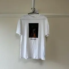 Palm Angels Tシャツ 白 ヤシの木と炎のグラフィック