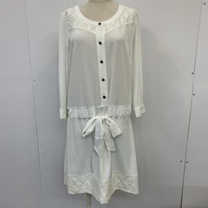 LAUTREAMONT 38 ロートレ・アモン ワンピース ひざ丈スカート 七分袖 無地 レース柄 One-Piece Medium Skirt 白 / ホワイト / 10037126