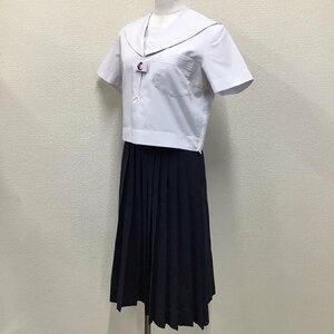 O830 (中古) 兵庫県 中部中学校 セーラー服 上下セット /M/W63/丈72/白3本ライン/松原屋/夏用/夏服/制服/中学校/高校/女子学生/学生服