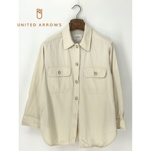 A9447/訳あり 美品 春夏 UNITED ARROWS ユナイテッドアローズ レーヨン コットン ミリタリー ワーク ジャケット ブルゾン S 白 レディース