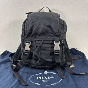 1円 PRADA プラダ リュック バックパック ショルダー 三角プレート テスートナイロン レザー 黒 ブラック NERO レディース メンズ