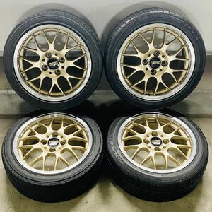 美中古 BBS RG713 7.5J×17 +42 4穴 17インチ 4本セット ゴールド アルミ ホイール タイヤ ディスク ファルケン ZIEX ZE912 FALKEN