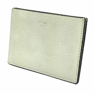 ゆうパケット発送 送料無料 CELINE セリーヌ カードケース レザー ライトグレー 中古 aq9975