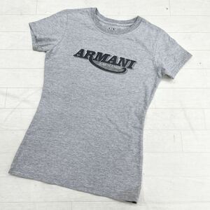 1493◎ ARMANI EXCHANGE アルマーニ エクスチェンジ トップス カットソー Tシャツ 半袖 ビジュー グレー レディースXS