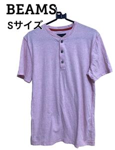 【美品 即日発送】ビームス コットン Tシャツ ピンク 半袖 beams BEAMS メンズ Sサイズ シャツ