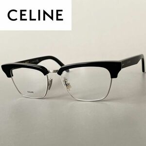 【1円スタート】 メガネ セリーヌ メンズ レディース サーモントブロー CELINE ブラック シルバー 眼鏡 ブロー 黒 銀 エディスマリン