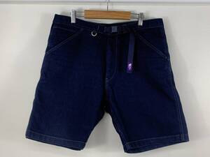 130-KM2959-80c THE NORTH FACE ノースフェイス パープルレーベル NT4611N Stretch Denim Shorts デニムショートパンツ 濃紺 34サイズ