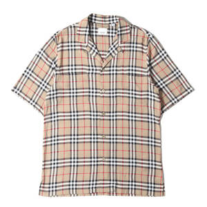 BURBERRY バーバリー シャツ サイズ:XS 20SS ノバチェック レーヨン オープンカラー 半袖シャツ Vintage Check Twill Shirt ベージュ系