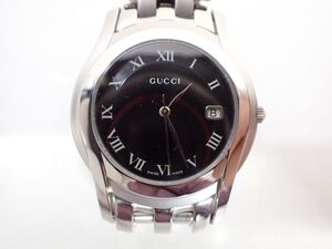 K460/6B◆GUCCI グッチ デイト ブラック文字盤 ボーイズ メンズ クォーツ 腕時計 中古品◆