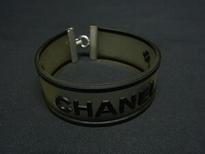 1円 ■美品■ CHANEL シャネル ラバー ブレスレット アクセサリー メンズ レディース ブラック系×クリア FB8232