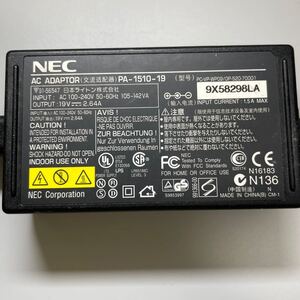 No.1584 NEC ACアダプター PA-1510-19 19V 2.64A