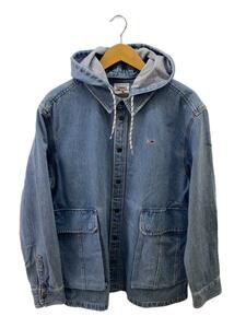 TOMMY JEANS◆フーデッドデニムオーバーシャツ/Gジャン/L/コットン/BLU/DM0DM13349