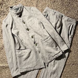 極美品◆ COMME des GARCONS HOMME PLUS セットアップ 07AW マイウェイ期 ジャガード ポリエステル縮絨 灰色 コムデギャルソンオムプリュス