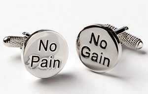 ★カフスボタン ONYX-ART LONDON GMC60 NO PAIN - NO GAIN Cufflinks　ノーペインノーゲイン：ノーリスクノーリターン!!・・・・♬～