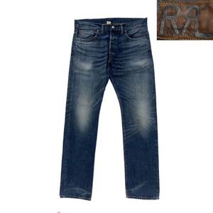 【 RRL 】 美品 エイジング 加工 アメリカ 製 W34 SLIM FIT AMERICAN SELVEDGE ヒゲ ハチノス 耳 デニム パンツ usa Ralph ラルフ denim