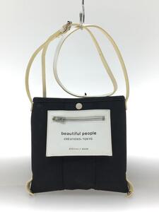 beautiful people◆lining logo pocket mini shoulder bag/ショルダーバッグ/キャンバス/BLK