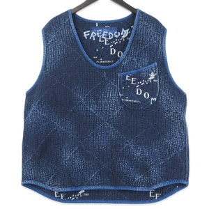 美品 Porter Classic ポータークラシック SASHIKO PULLOVER VEST ペイント 刺し子 ベスト プルオーバーPC DEMOCRACY ブルー 2 70015981