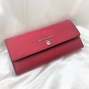 ★送料込★MICHAEL KORS　マイケルコース　二つ折り長財布 ラージ ガセット キャリーオール　32F7GF6E9L☆レッド☆