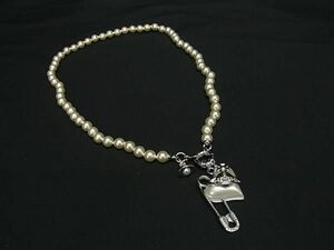 1円 ■極美品■ Vivienne Westwood ヴィヴィアンウエストウッド オーブ パール ハート ネックレス アクセサリー アイボリー系 FB4910