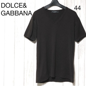 ドルチェ&ガッバーナ Tシャツ 44/DOLCE&GABBANA Vネック カットソー こげ茶 伊製 