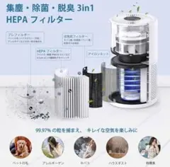 Purivortex 空気清浄機 HEPA+活性炭一体型空気清浄機フィルター