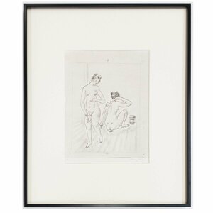 【SHIN】藤田嗣治 「入浴」（「お梅さんの三度目の青春」より）　銅版画　E.A　1926年製作　額装　レオナール・フジタ